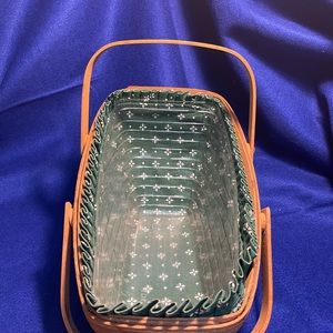 Longaberger green woven traditions vegetable basket with liner and protector